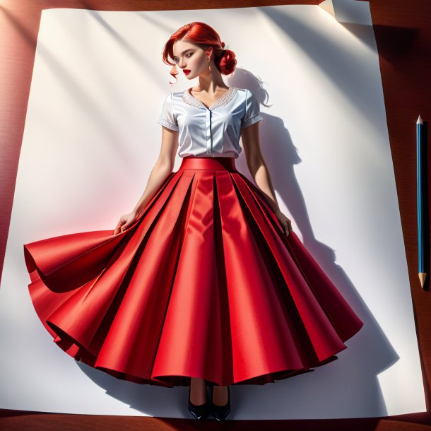 Drawing of a red skirt from paper