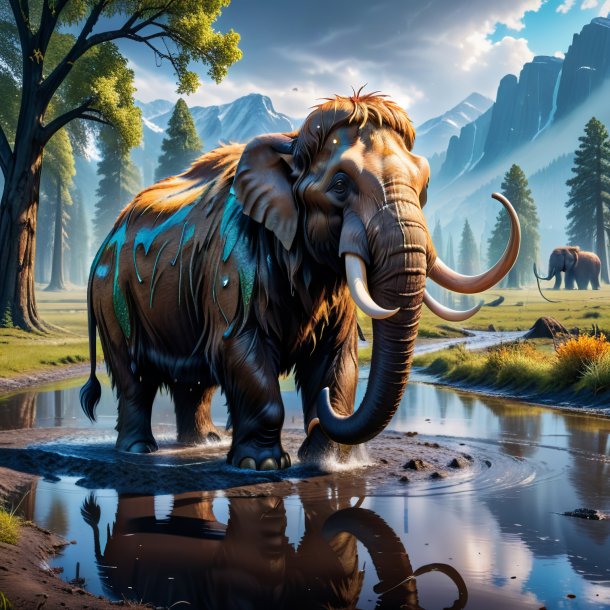 Photo of a crying of a mammoth in the puddle