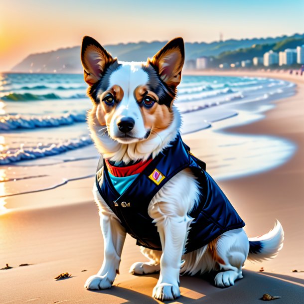 Picture of a mol in a vest on the beach