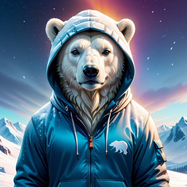 Illustration of a polar bear in a hoodie in the snow