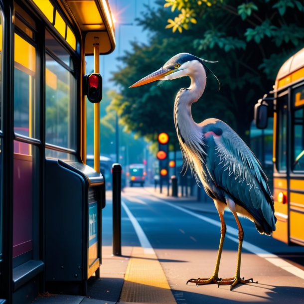 Foto de um fumo de uma garça no ponto de ônibus