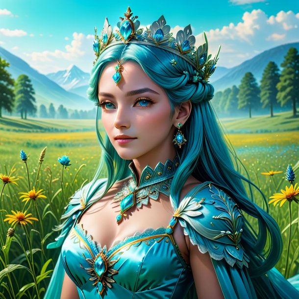 Depicting of a cyan queen of the meadow