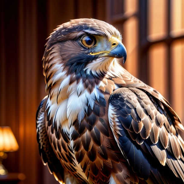 Pic of a hawk in a brown sweater