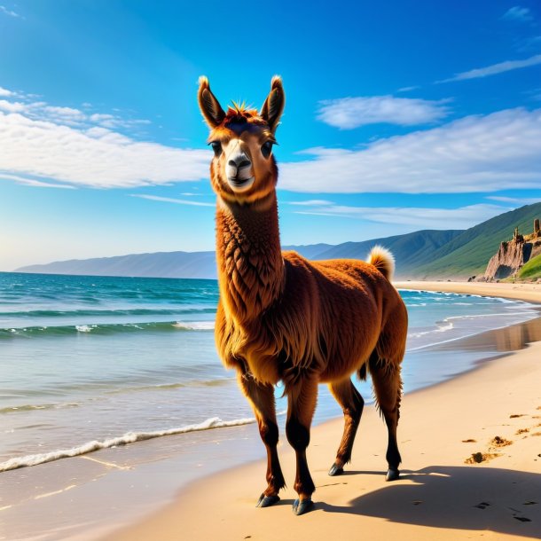 Foto de un baño de una llama en la playa