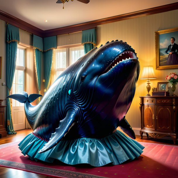 Photo of a whale in a skirt in the house