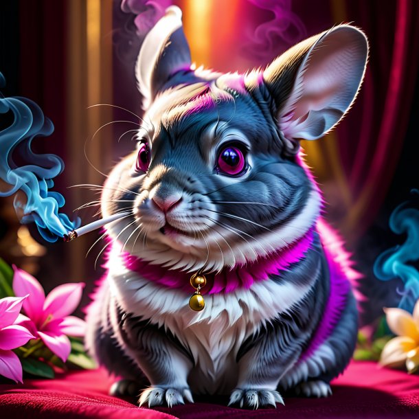 Image of a fuchsia smoking chinchillas