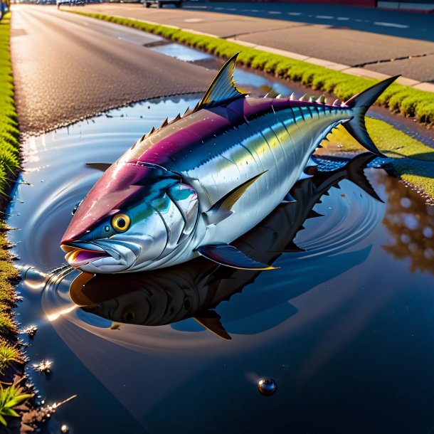 Pic of a resting of a tuna in the puddle