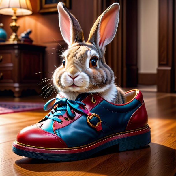 Photo d'un lapin dans une chaussure dans la maison