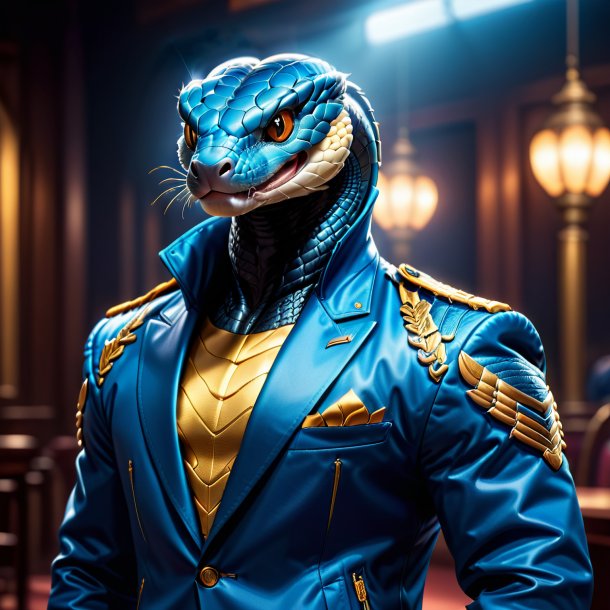 Picture of a cobra in a blue jacket