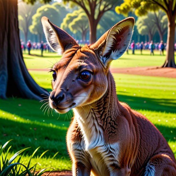 Pic of a crying of a kangaroo in the park