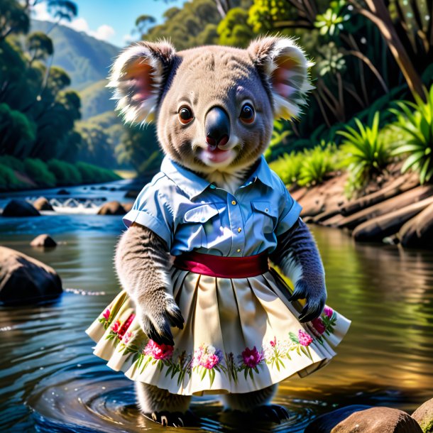 Foto de un koala en una falda en el río