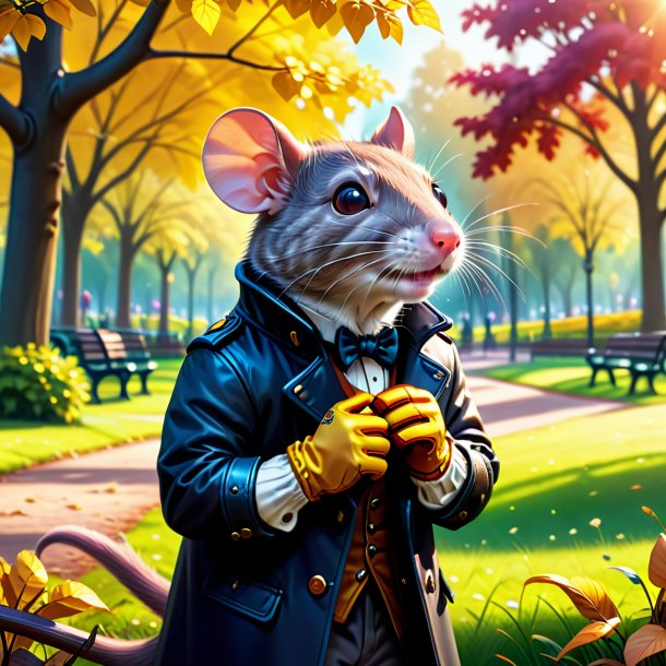 Illustration of a rat in a gloves in the park