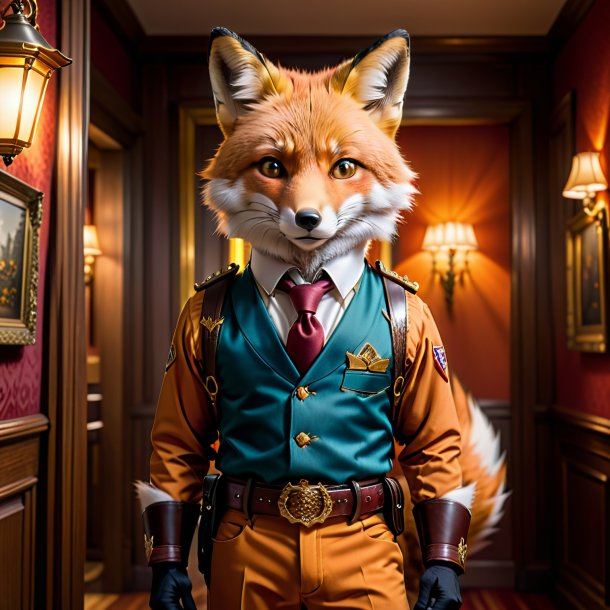 Image of a fox in a belt in the house