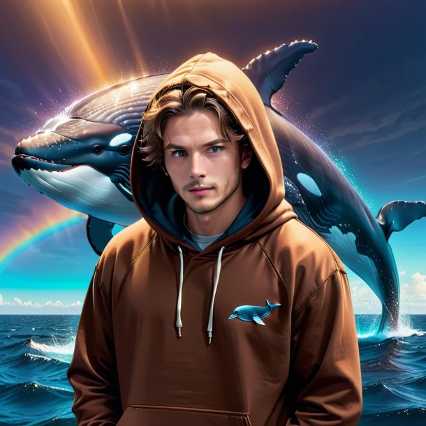 Picture of a whale in a brown hoodie