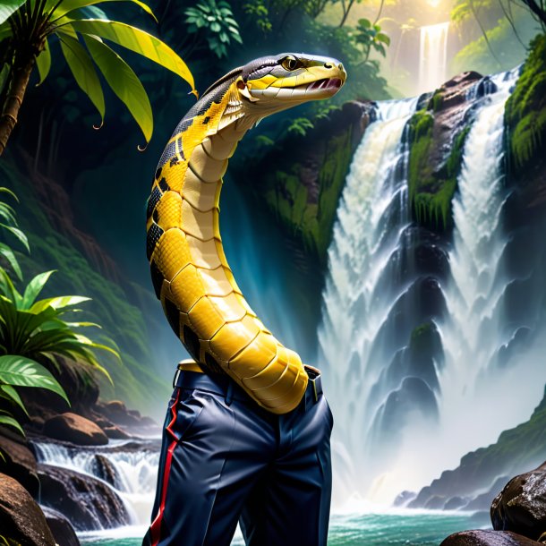 Pic of a king cobra in a trousers in the waterfall