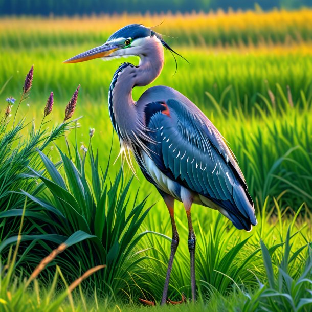 Foto de una garza en un pantalón en el prado