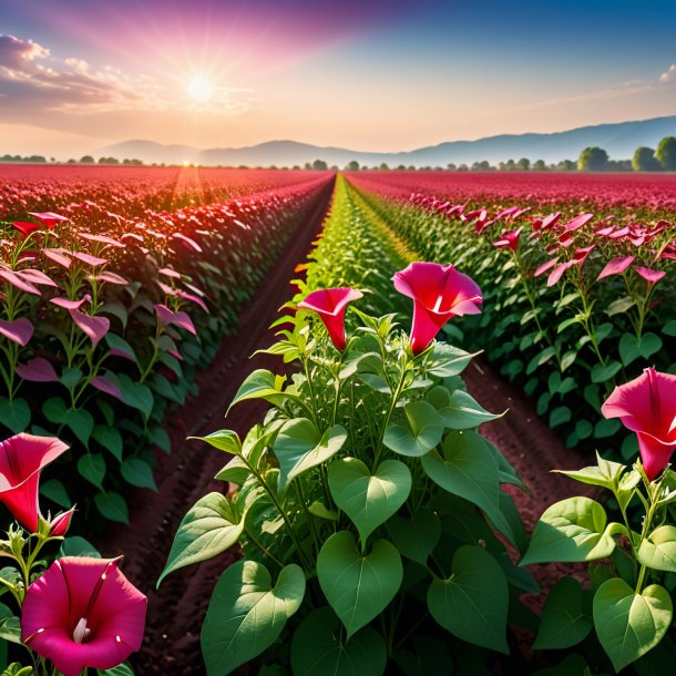 "depicting of a red bindweed, field"