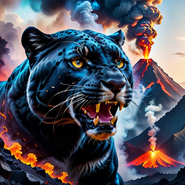 Photo of a smoking of a panther in the volcano