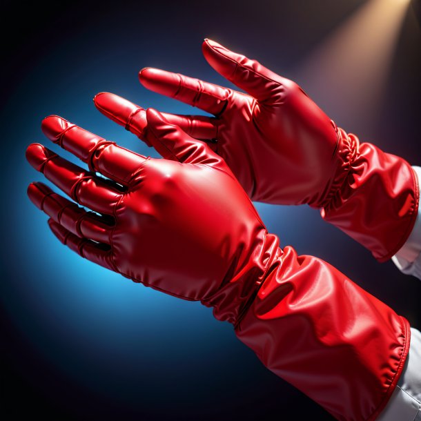 Sketch of a red gloves from polyethylene