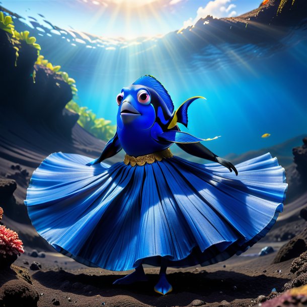 Image of a blue tang in a skirt in the volcano