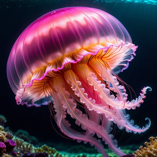 Pic of a pink waiting jellyfish