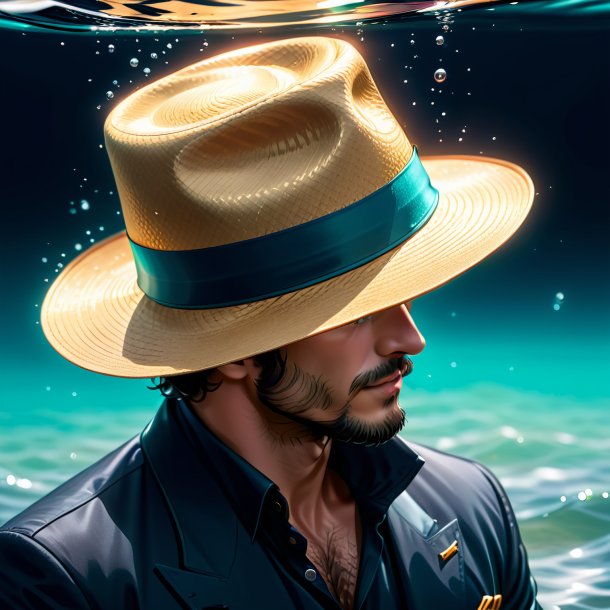 Illustration of a mol in a hat in the water