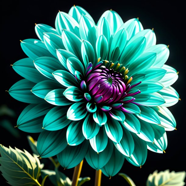 Sketch of a teal dahlia