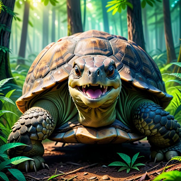 Foto de un enojado de una tortuga en el bosque