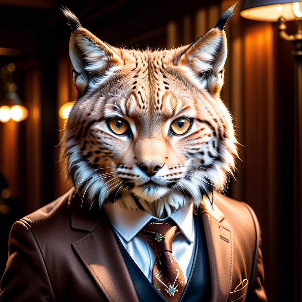 Pic of a lynx in a brown jacket