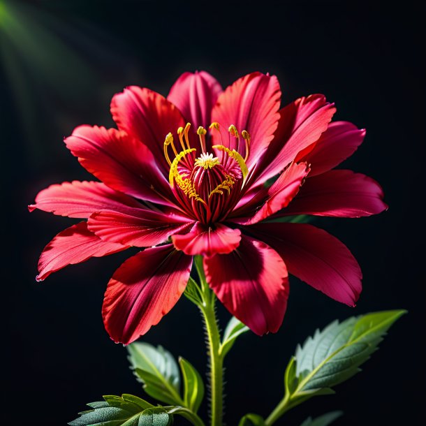 "depiction of a crimson gillyflower, stock"