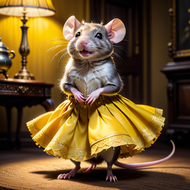 Image of a rat in a yellow skirt