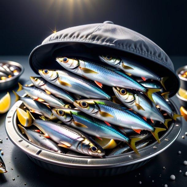 Image d'une sardine dans une casquette grise