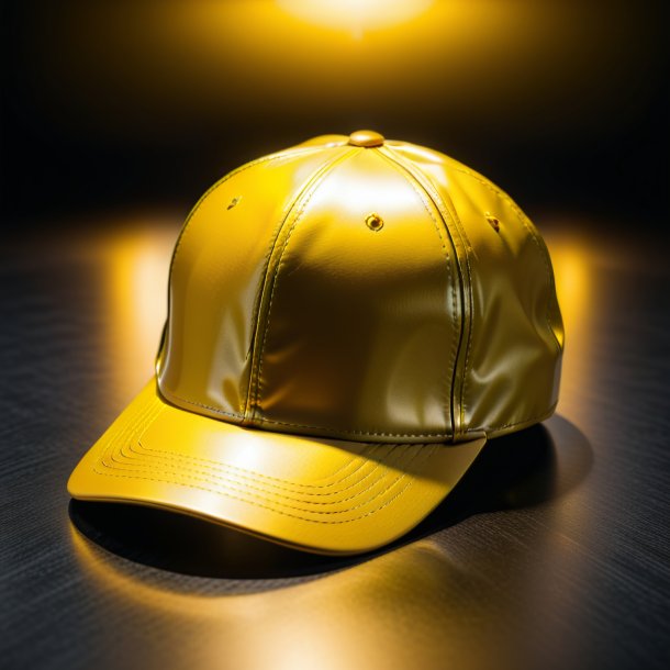 Photographie d'une casquette jaune de métal