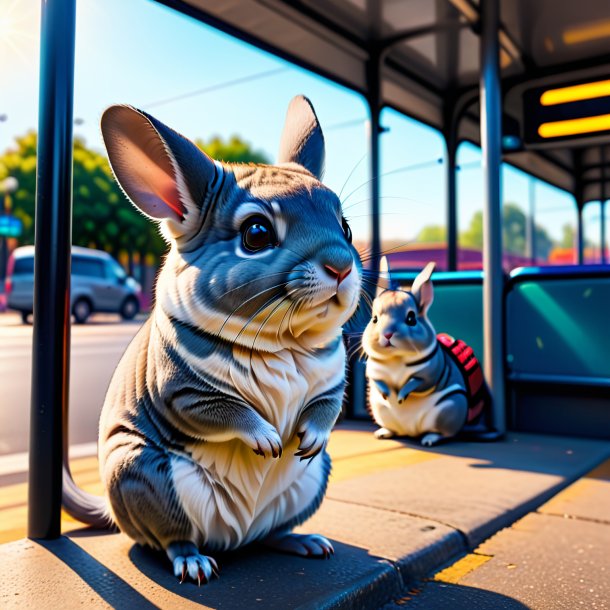 Picture of a waiting of a chinchillas on the bus stop