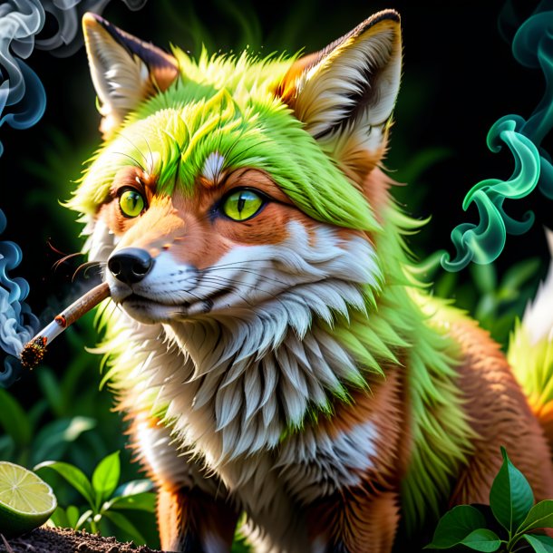 Pic d'un renard qui fume de la chaux