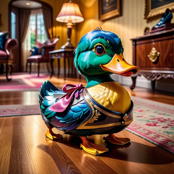 Pic d'un canard dans une chaussure dans la maison