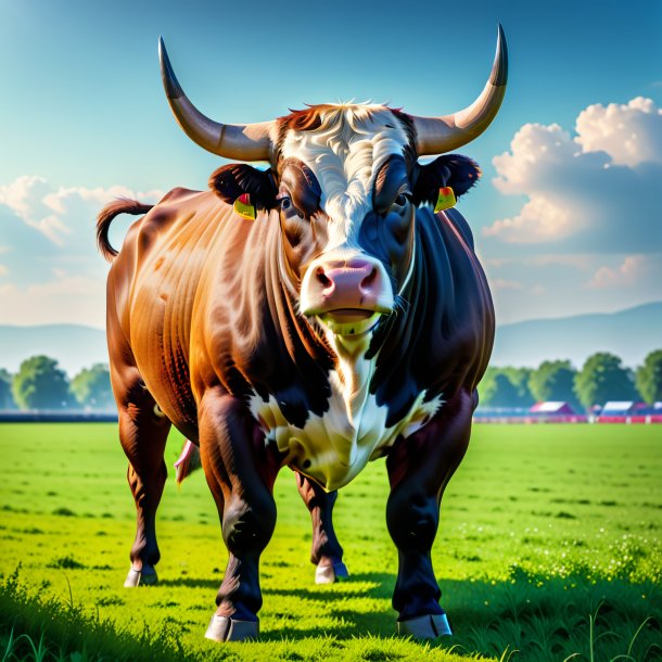 Foto de un toro en un pantalón en el campo