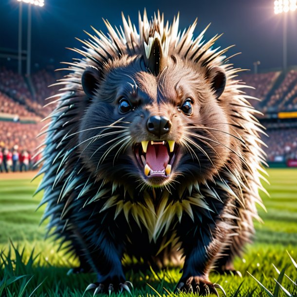 Pic of a angry of a porcupine on the field