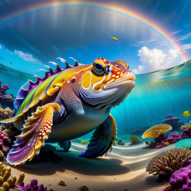 Pic of a waiting of a cuttlefish on the rainbow