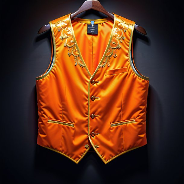 Photography of a orange vest from wood