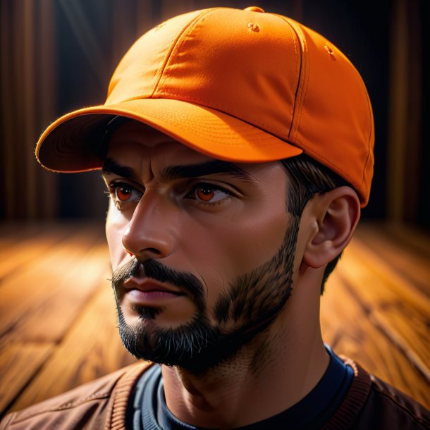 Foto de una gorra naranja de madera