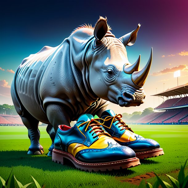 Illustration of a rhinoceros in a shoes on the field