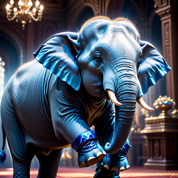 Image of a elephant in a blue gloves