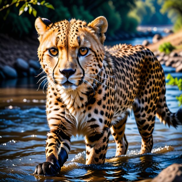 Image d'un guépard dans un gants dans la rivière