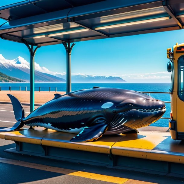 Picture of a resting of a whale on the bus stop