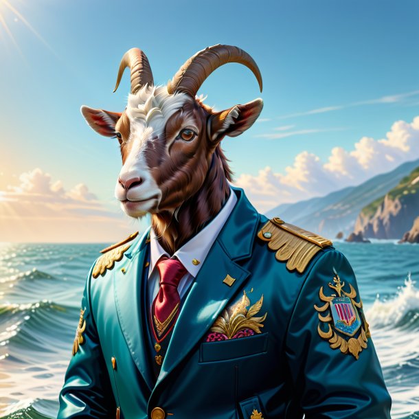 Drawing of a goat in a jacket in the sea