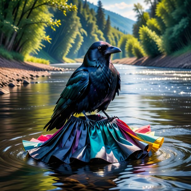 Photo of a crow in a skirt in the river