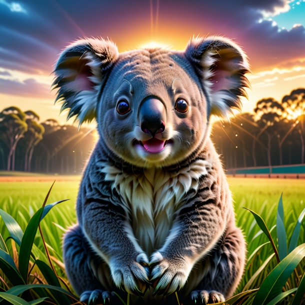 Picture of a crying of a koala on the field