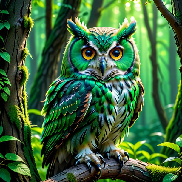 Pic d'un hibou d'attente vert