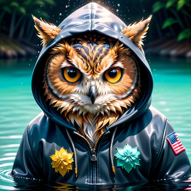 Picture of a owl in a hoodie in the water